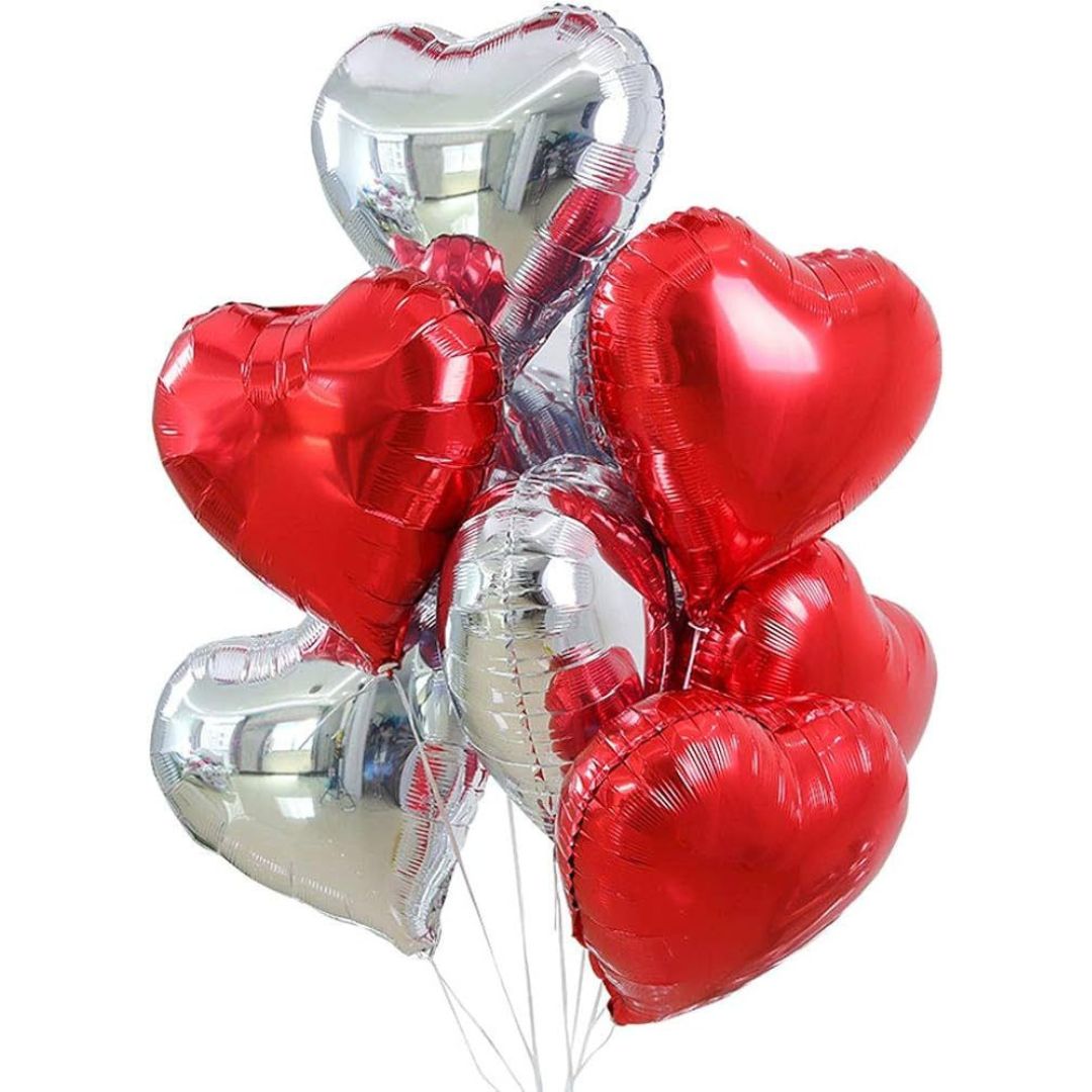 Heart shaped helium balloons